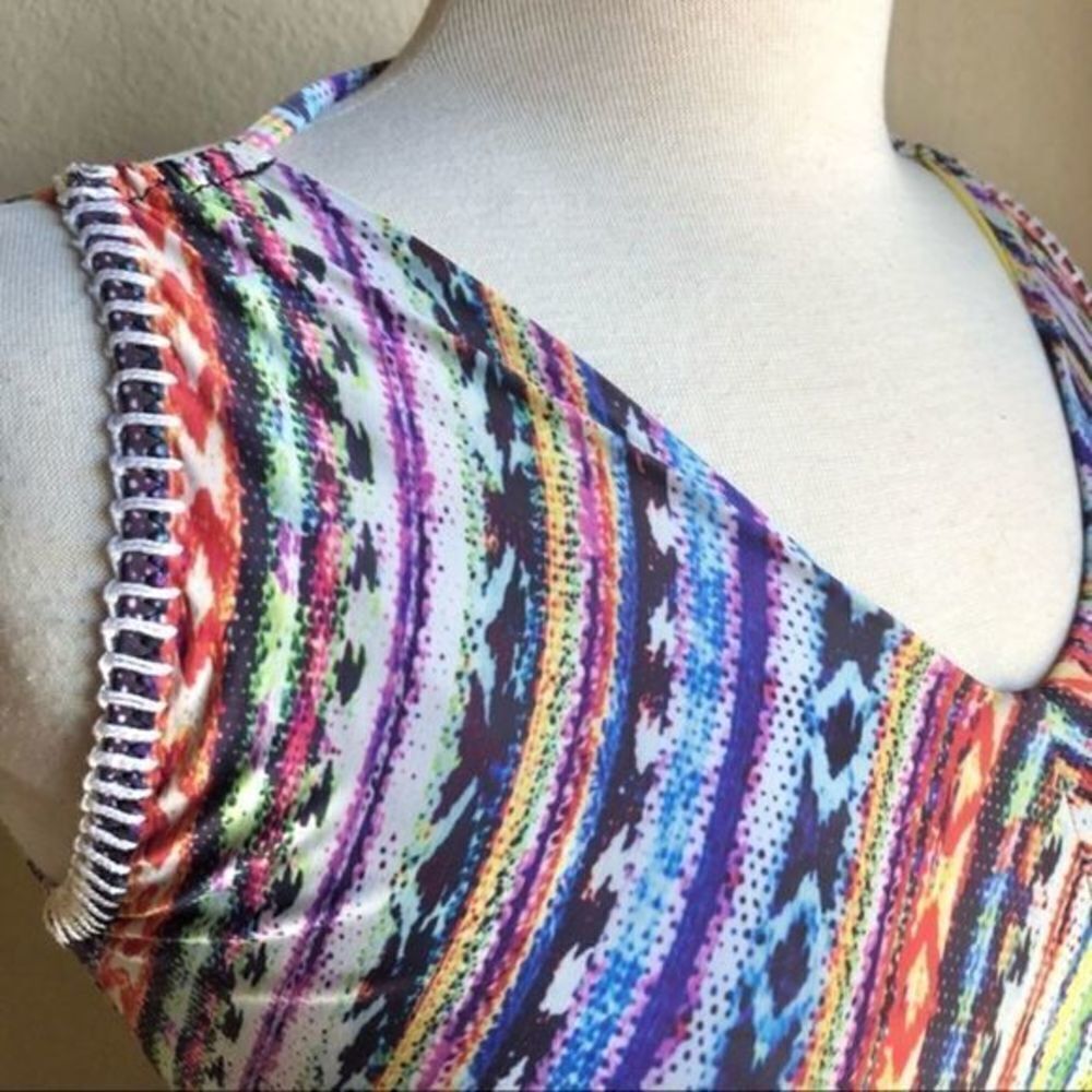 Ale by Alessandra multi embroidered strappy drape swim top large - Picture 12 of 12